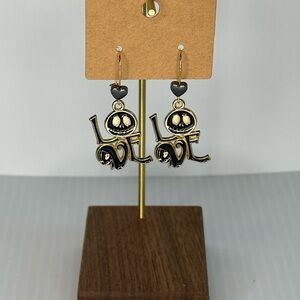 Gold and Black Love Earrings